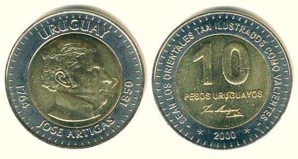 10 pesos (150 Aniversario de la Muerte de José Artigas)