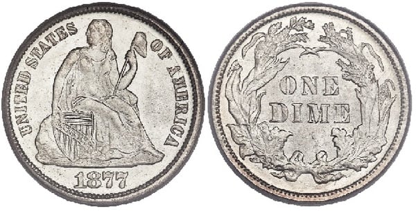 1 dime (Seated Liberty)