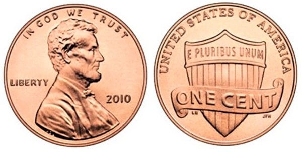 1 cent (Lincoln Cent-Shield Reverse)