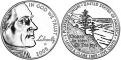 5 Cents (Jefferson Nickel) (Bicentenario de la Expedición de Lewis y Clark-Vista al Oceano)