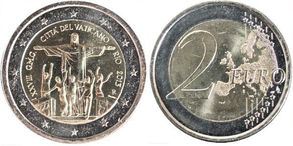 2 euro (XXVIII Jornadas Mundial de la Juventud en Río de Janeiro)