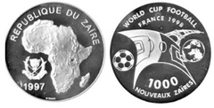 1.000 zaires (Campeonato Mundial de Futbol-Francia)