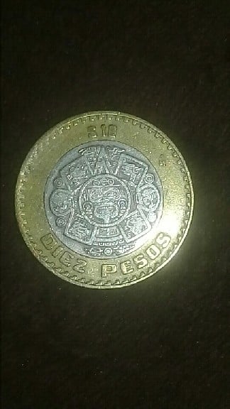 Foto 1 Moneda sin identificar: Moneda de 10 pesos mexicanos sin fecha