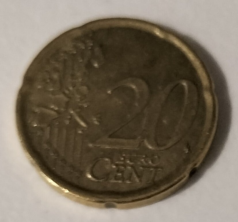 Foto 1 Moneda sin identificar: Moneda 20 céntimos Cervantes 1999 exceso de metal
