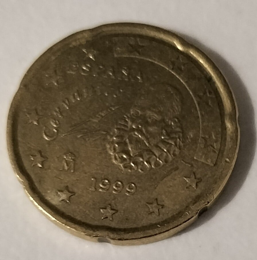 Foto 2 Moneda sin identificar: Moneda 20 céntimos Cervantes 1999 exceso de metal