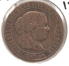 Foto 1 Moneda sin identificar: 2 Citemos de Escudo Isabel II 1867