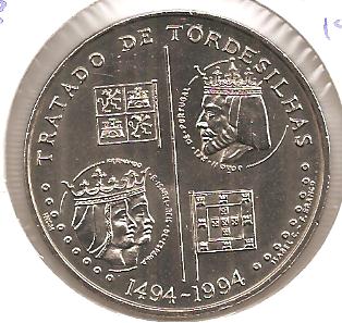 Foto 1 Moneda sin identificar: Portugal 200 E 1994. Tratado de Tordesillas 1494-1994