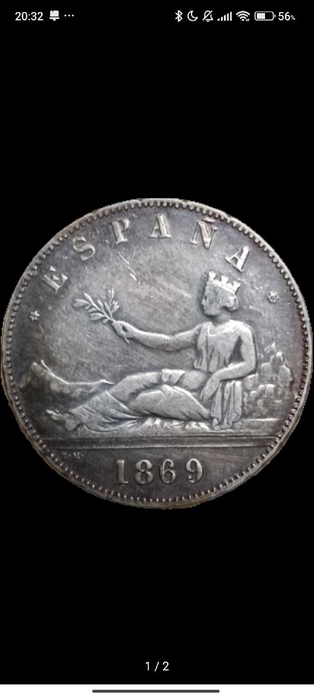 Foto 1 Moneda sin identificar: 5 pesetas 1869
