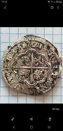 Foto 2 Moneda sin identificar: 2 REALES DE 1721 FELIPE V JS SEVILLA
