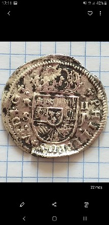 Foto 1 Moneda sin identificar: 2 REALES DE 1721 FELIPE V JS SEVILLA
