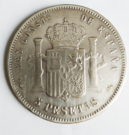 Foto 2 Moneda sin identificar: 5  PESETAS ALFONSO XIII 1891 *91