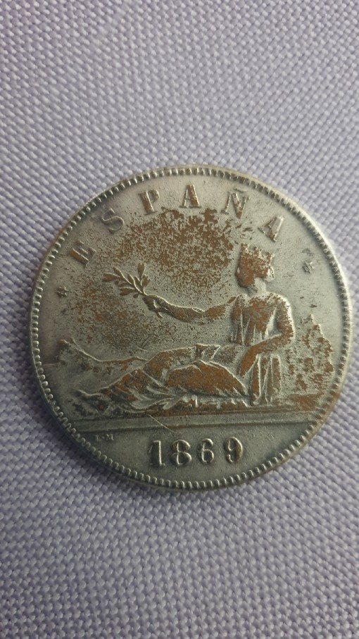 Foto 1 Moneda sin identificar: Valor peseta 1869