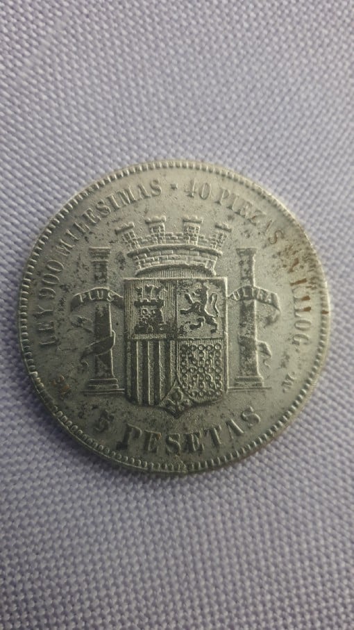 Foto 2 Moneda sin identificar: Valor peseta 1869