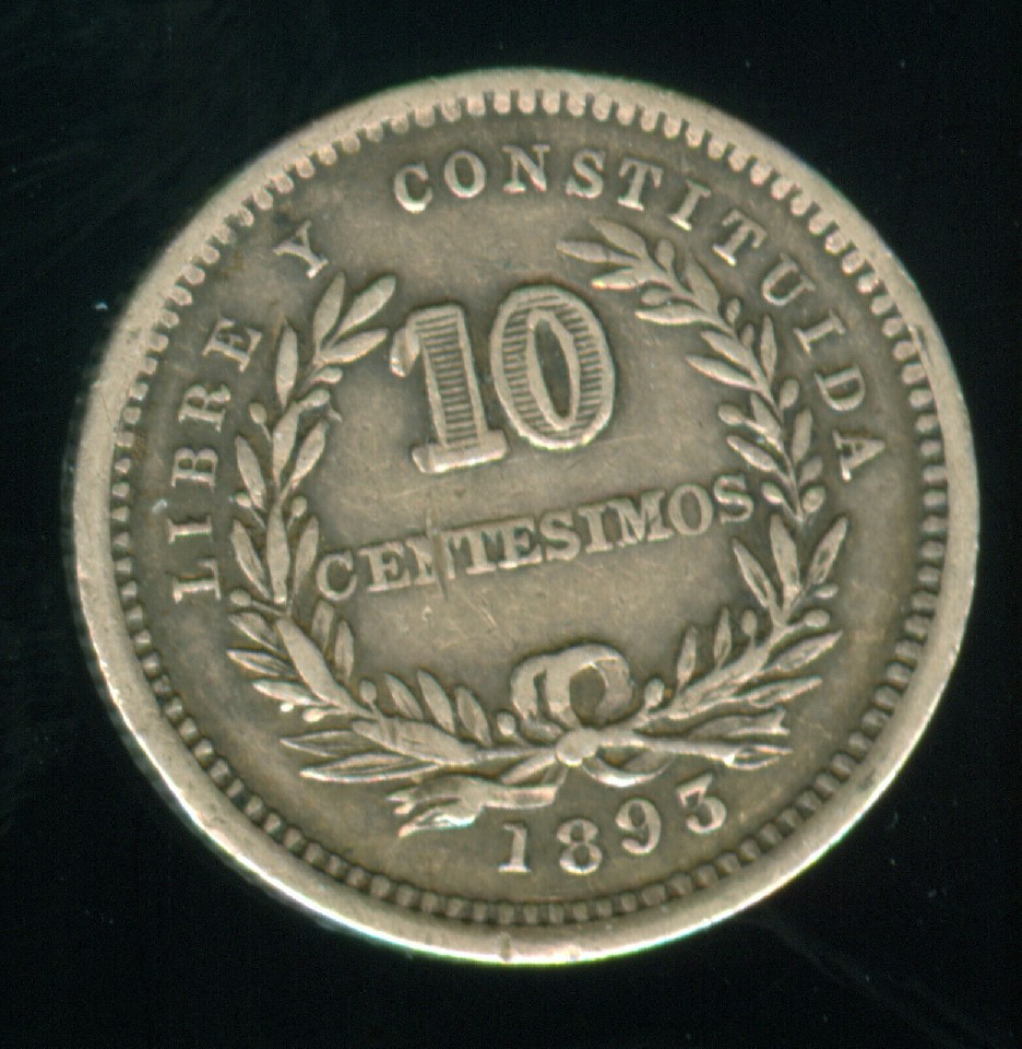 Foto 1 Moneda sin identificar: URUGUAY 10 CENTÉSIMOS 1893