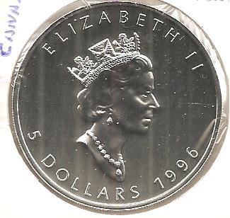 Foto 1 Moneda sin identificar: Moneda de 5 Dollars de Canada 1996