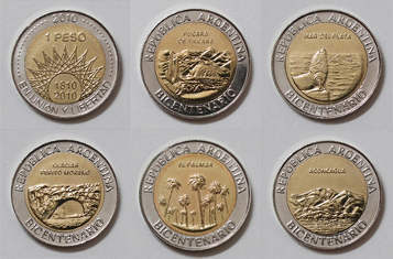 Foto 1 Moneda sin identificar: monedas conmemorativas   argentina  1  peso  2010