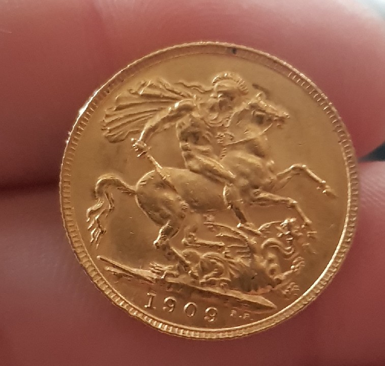 Foto 2 Moneda sin identificar: 1909 Soberano de oro - Rey Eduardo VII