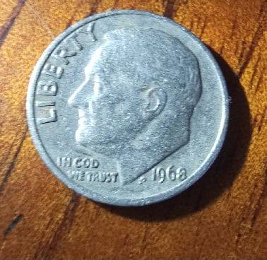 Foto 1 Moneda sin identificar: 1 dime (10 cents) (Roosevelt Dime) 1968 de Estados Unidos sin ceca