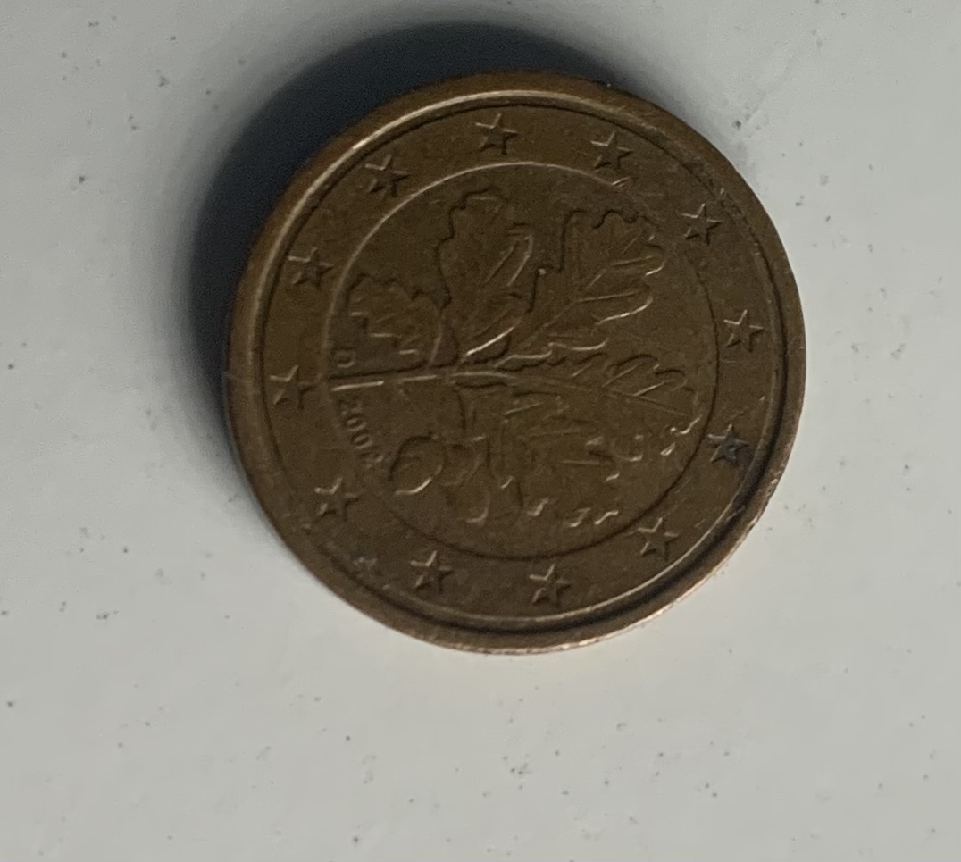 Foto 1 Moneda sin identificar: Moneda 1 céntimo alemana 2002 D